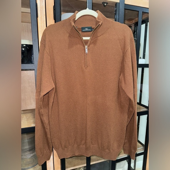 RODD & GUNN Cashmere optim wool 1/4 Half-Zip Sweater pullover merino chocolate - Picture 2 of 12